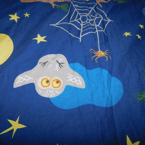 IKEA Vandring Uggla Twin Duvet Cover & Pillowcase Blue Moon Owls Clouds Spider - Picture 7 of 10